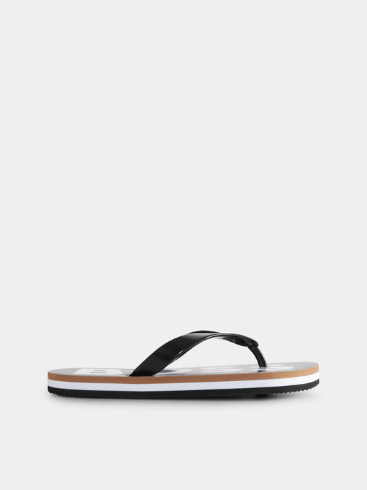 Infradito nere per bambino con logo,Boss,J50850 09B