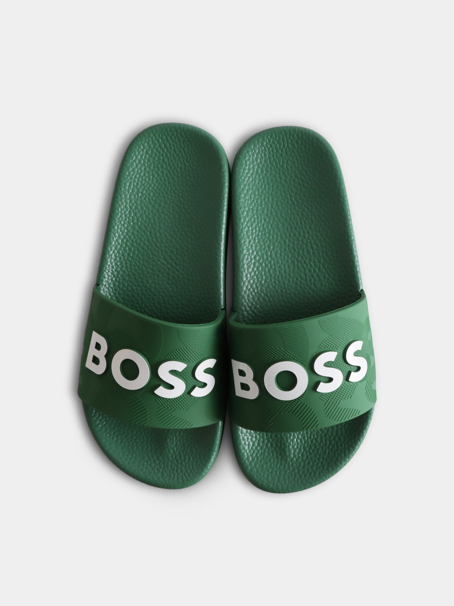 Ciabatte verdi per bambino con logo,Boss,J50879 651