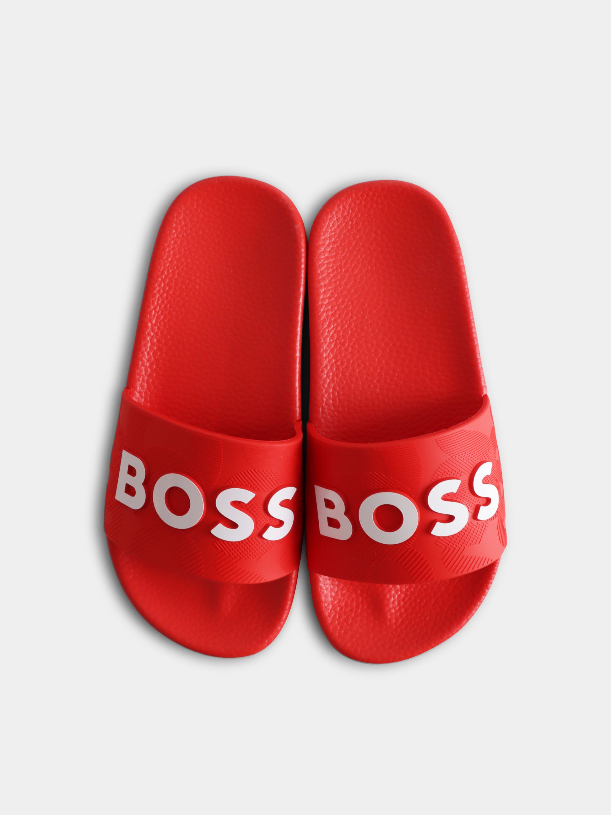 Ciabatte rosse per bambino con logo,Boss,J50879 997