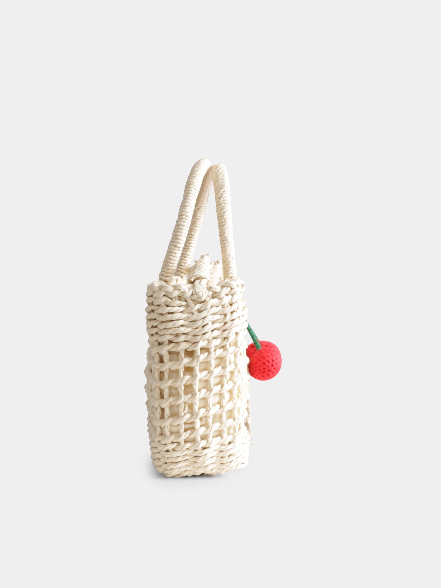 Beige bag for girl with cherries