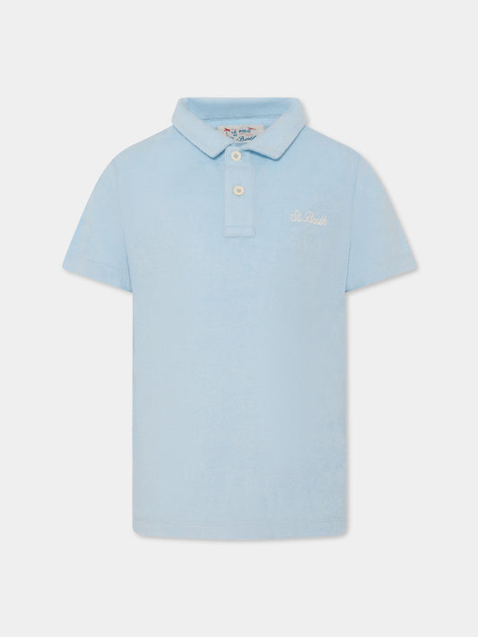 Polo celeste per bambino con logo,Mc2 Saint Barth,JER0002 01392H