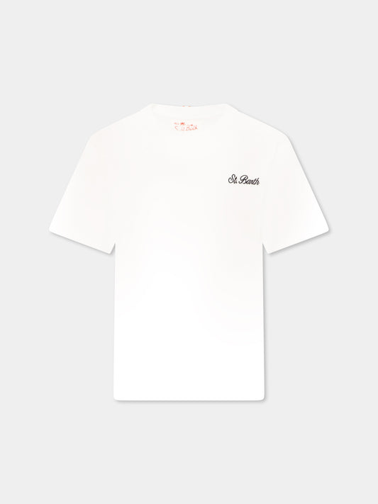 White t-shirt for boy with logo