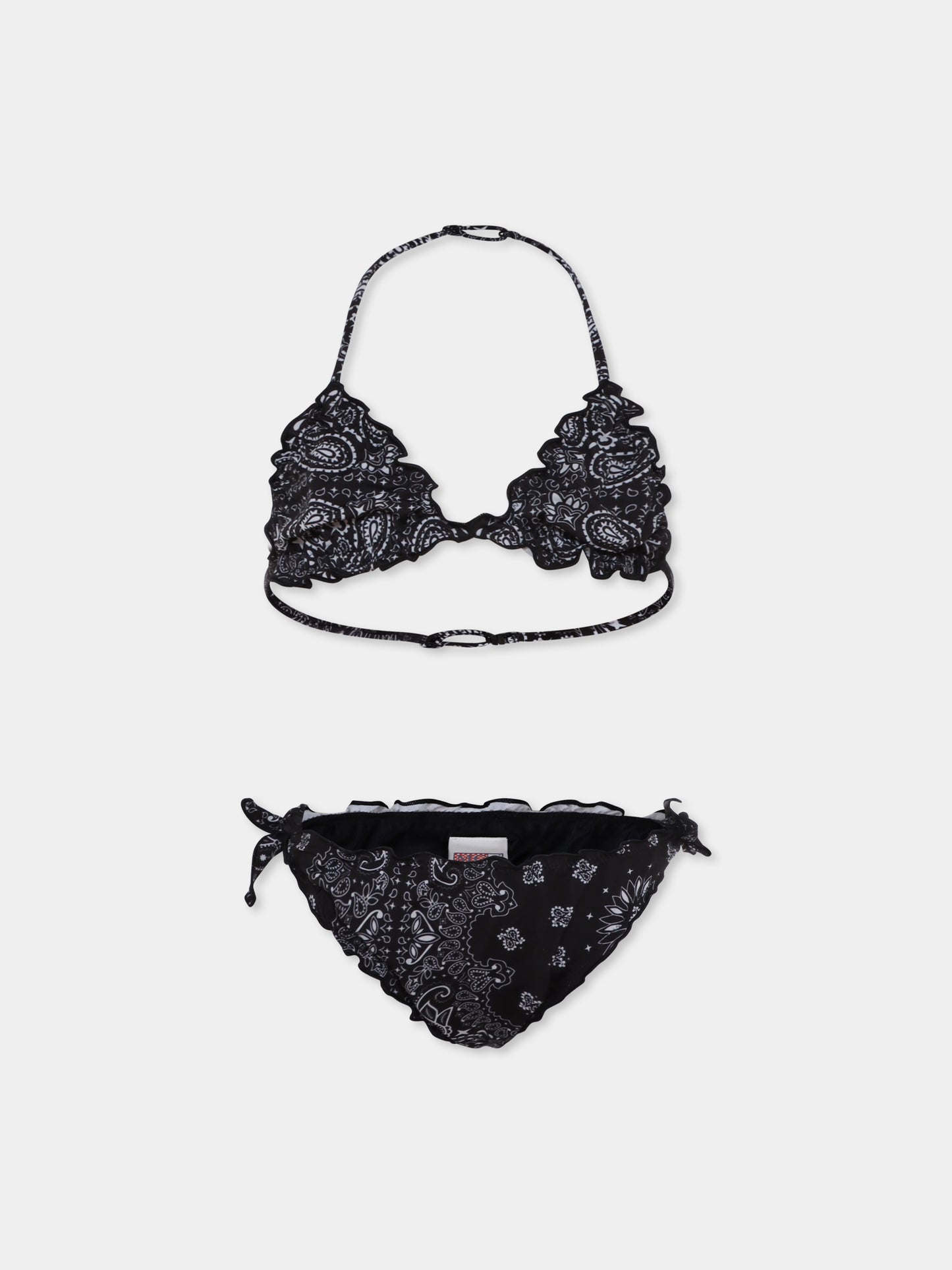 Black bikini for girl with print
