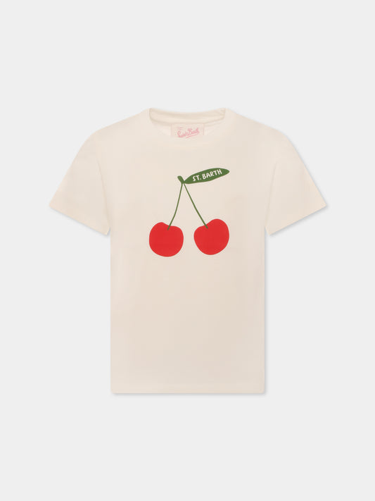 T-shirt avorio per bambina con ciliegie,Mc2 Saint Barth,ELLY001 03286H