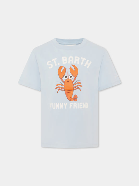 Light blue t-shirt for boy with lobster