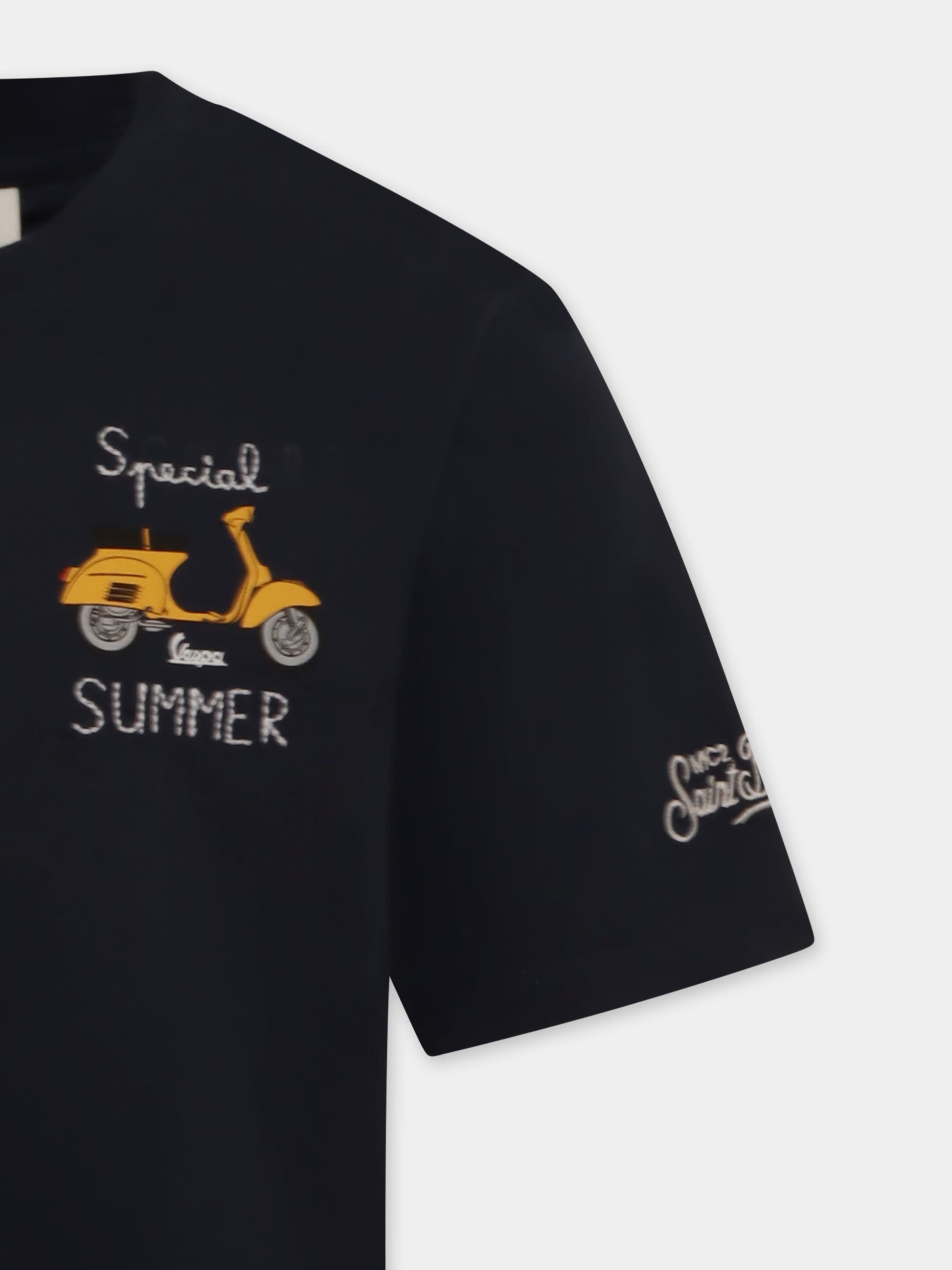 T-shirt blu per bambino con stampa Vespa,Mc2 Saint Barth,TSH0001 02646H