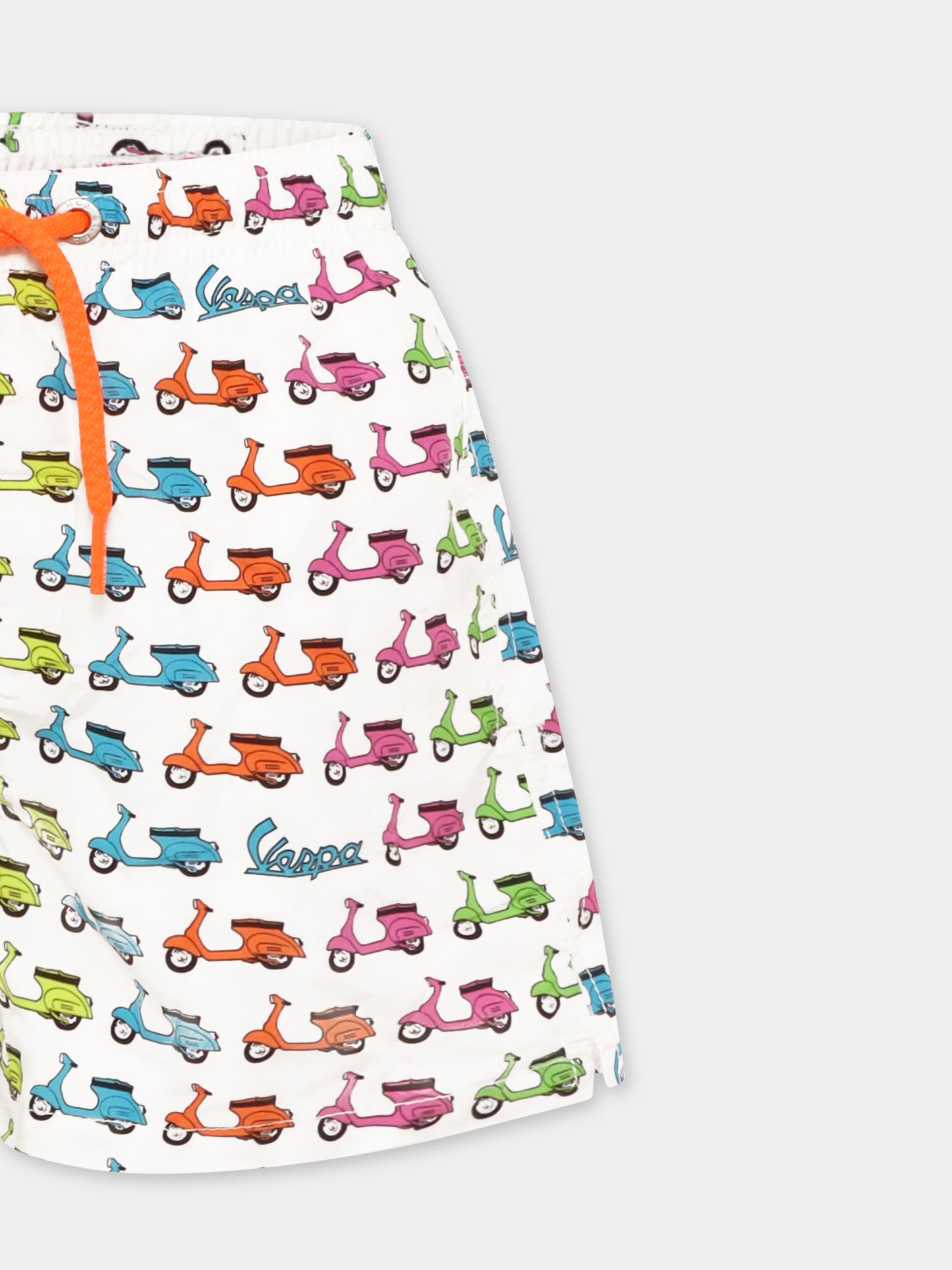 Multicolor swim shorts for boy with Vespa