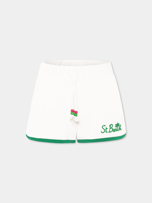 White shorts for girl with logo