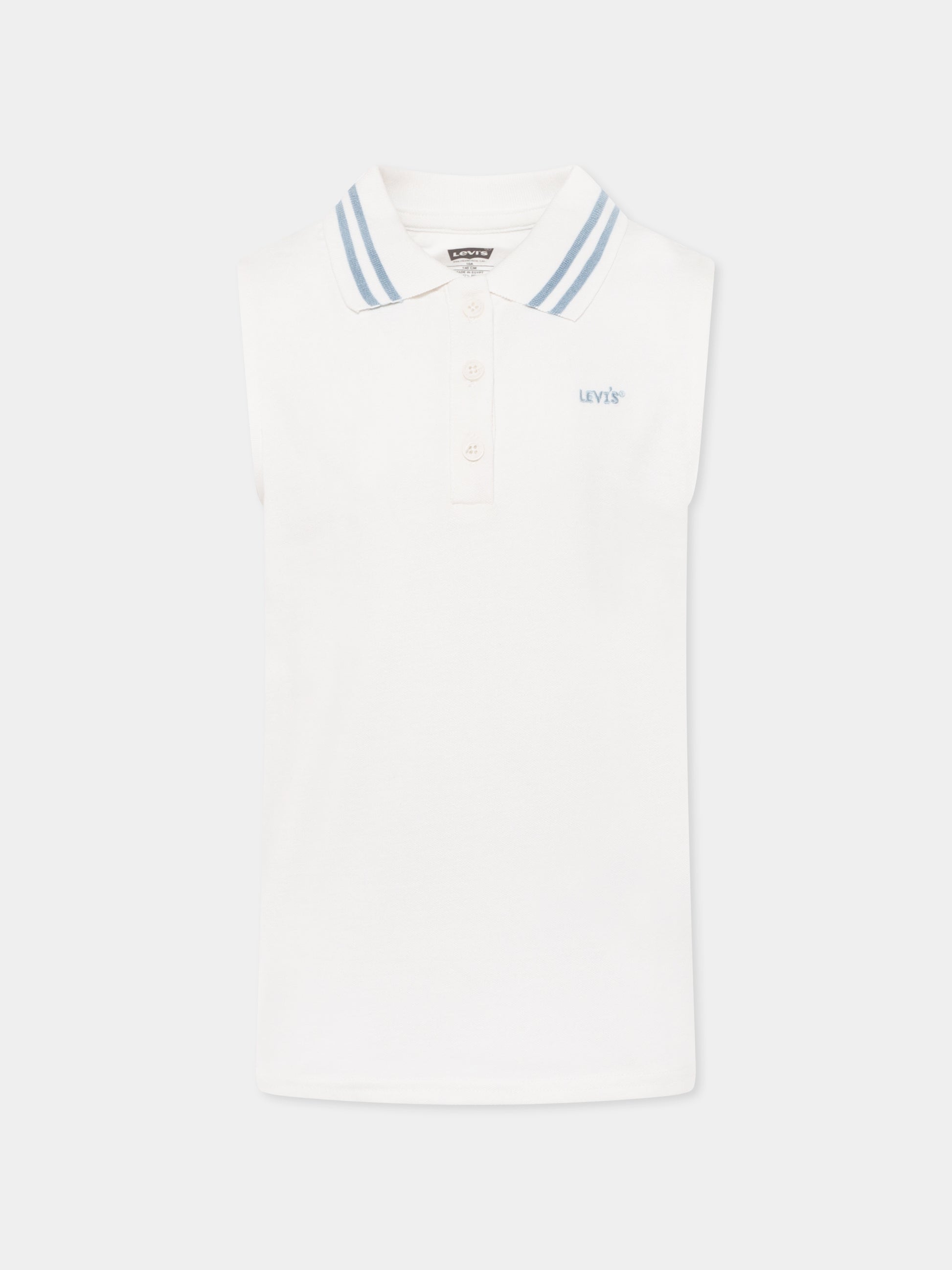 Polo bianca per bambina con logo,Levi's Kids,4EK176 X1O