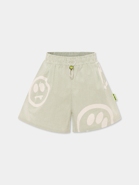 Shorts verdi per bambina con smile all over,Barrow,S5BKJGSH117 081