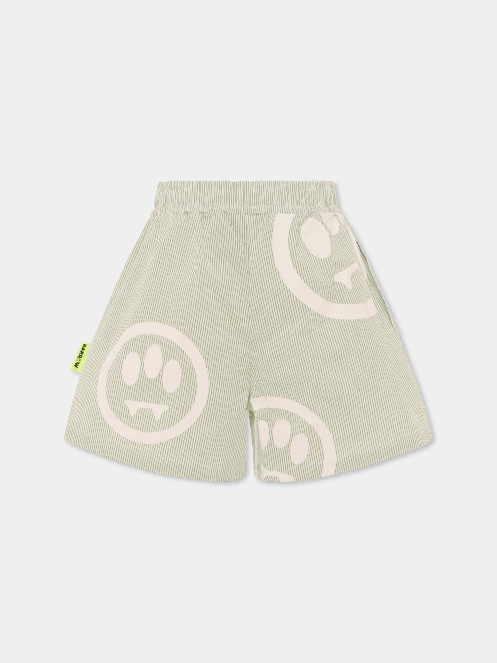 Shorts verdi per bambina con smile all over,Barrow,S5BKJGSH117 081