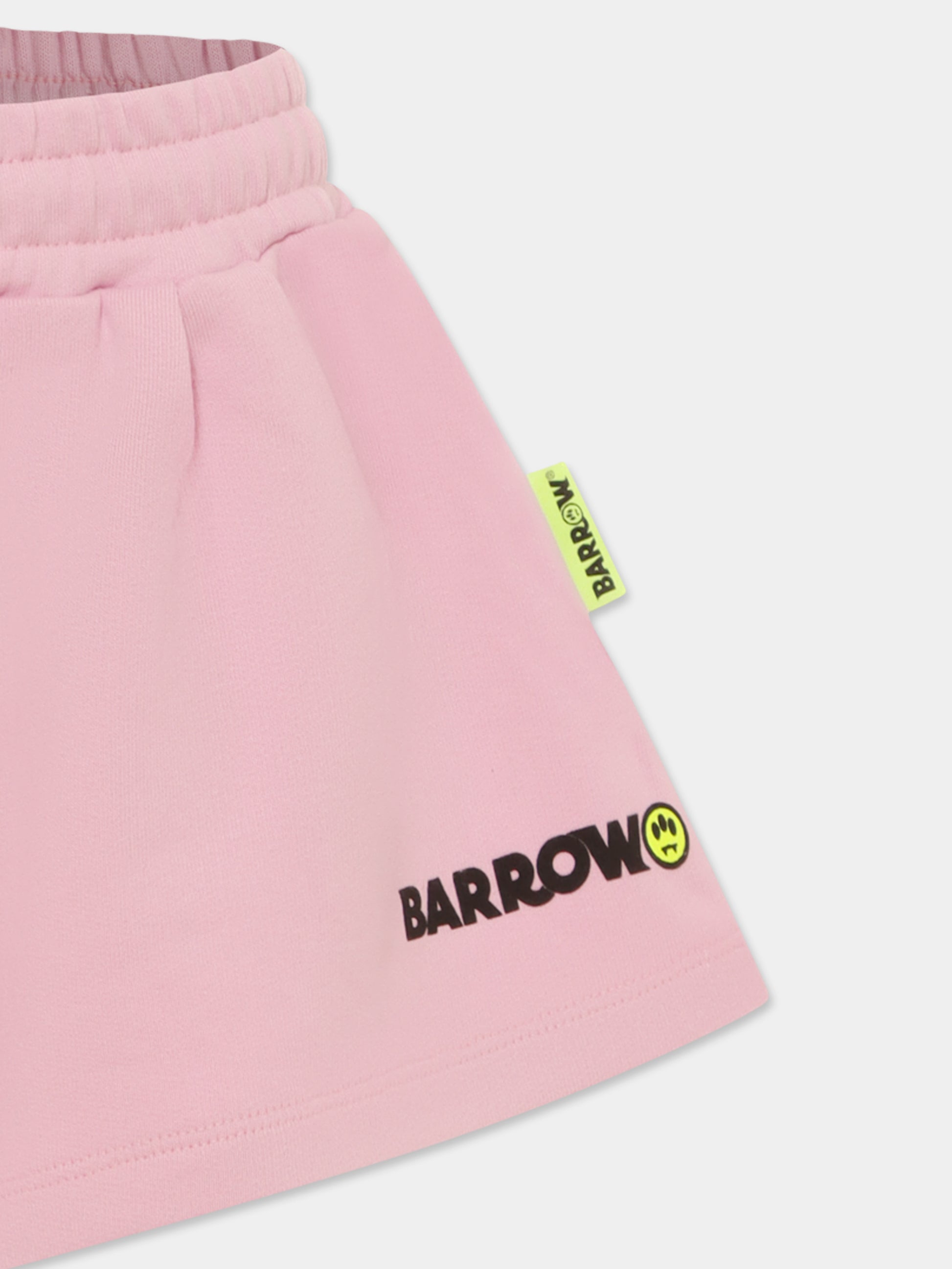 Shorts rosa per bambina con logo e smile,Barrow,S5BKJGSH154 BW014
