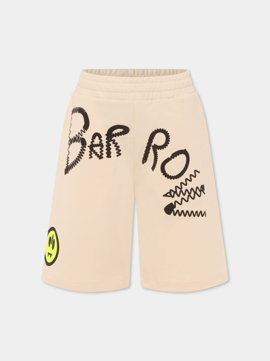Ivory shorts for kids with logo