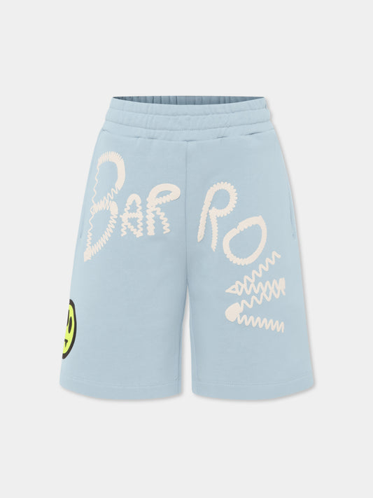 Light blue shorts for kids with logo