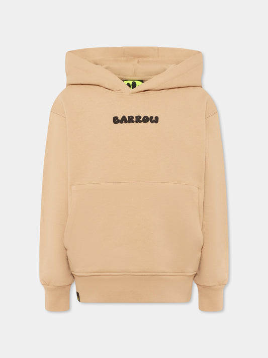 Felpa beige per bambini con logo e Bear,Barrow,S5BKJUHS028 092