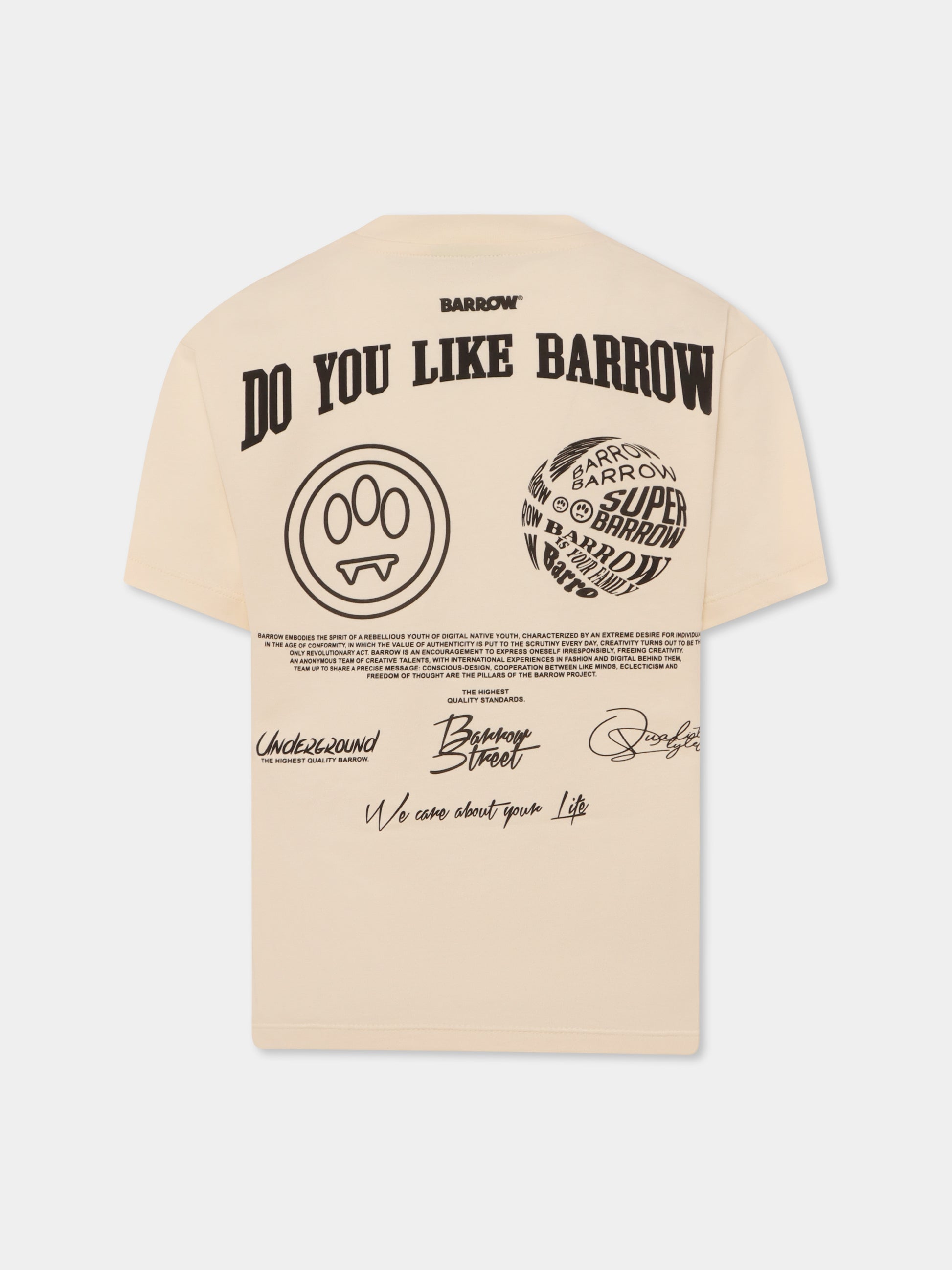 T-shirt avorio per bambini con logo,Barrow,S5BKJUTH071 013