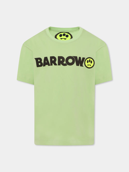 T-shirt verde per bambini con logo,Barrow,S5BKJUTH082 081