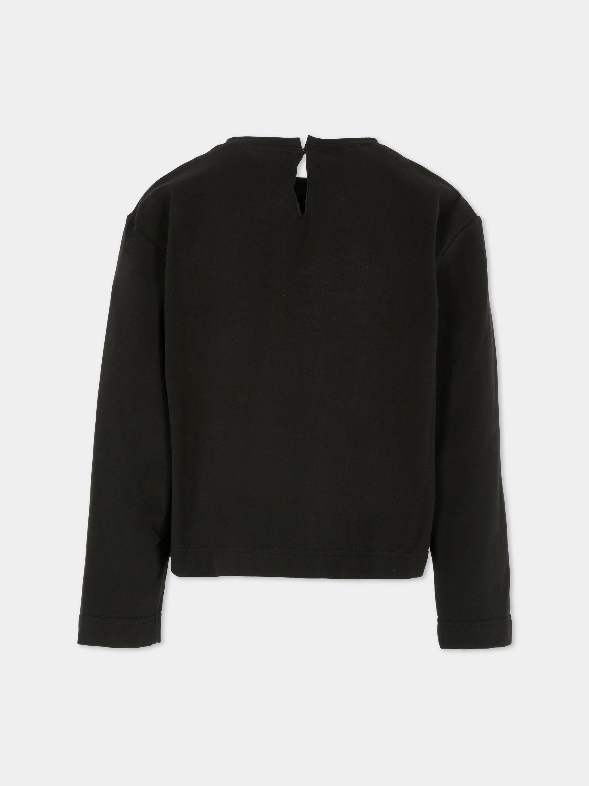 Felpa nera per bambina con trecce,Vivetta Kids,VI2565N