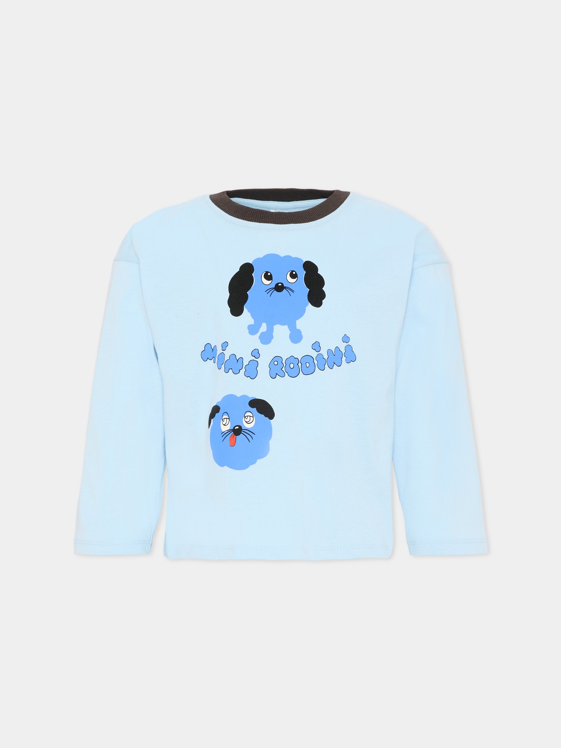 T-Shirt azzurra per bambino con stampa cane,Mini Rodini,2612011060