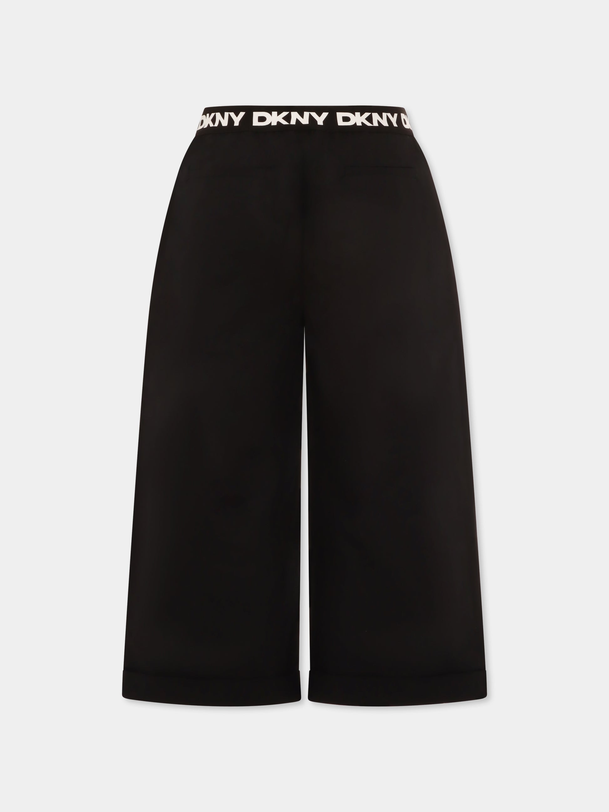 Pantaloni neri per bambina con logo,Dkny,D60221 09B