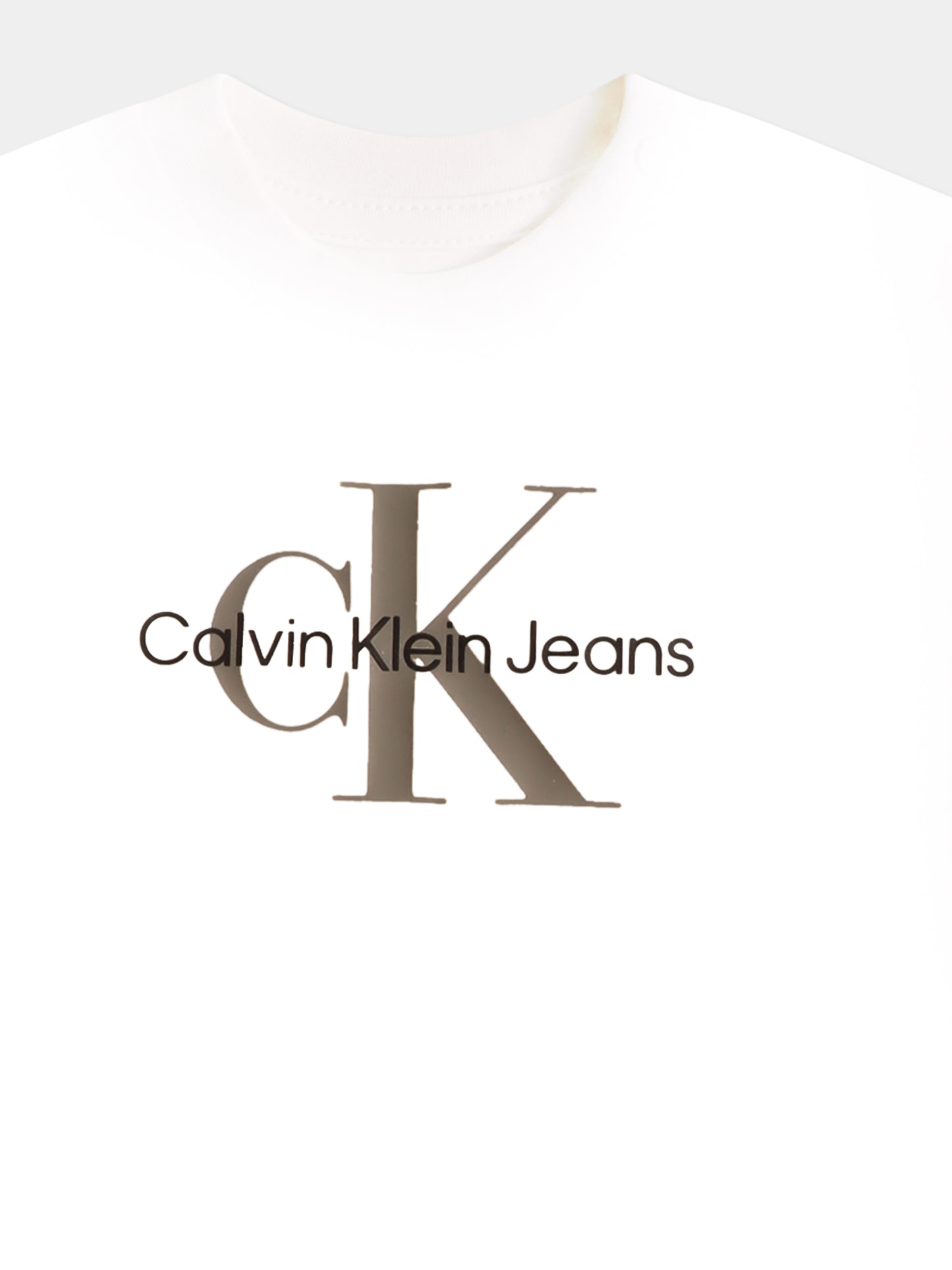 T-shirt bianca per neonati con logo nero e grigio,Calvin Klein Kids,24F CKIN0IN00001J IN0IN00001 YAF