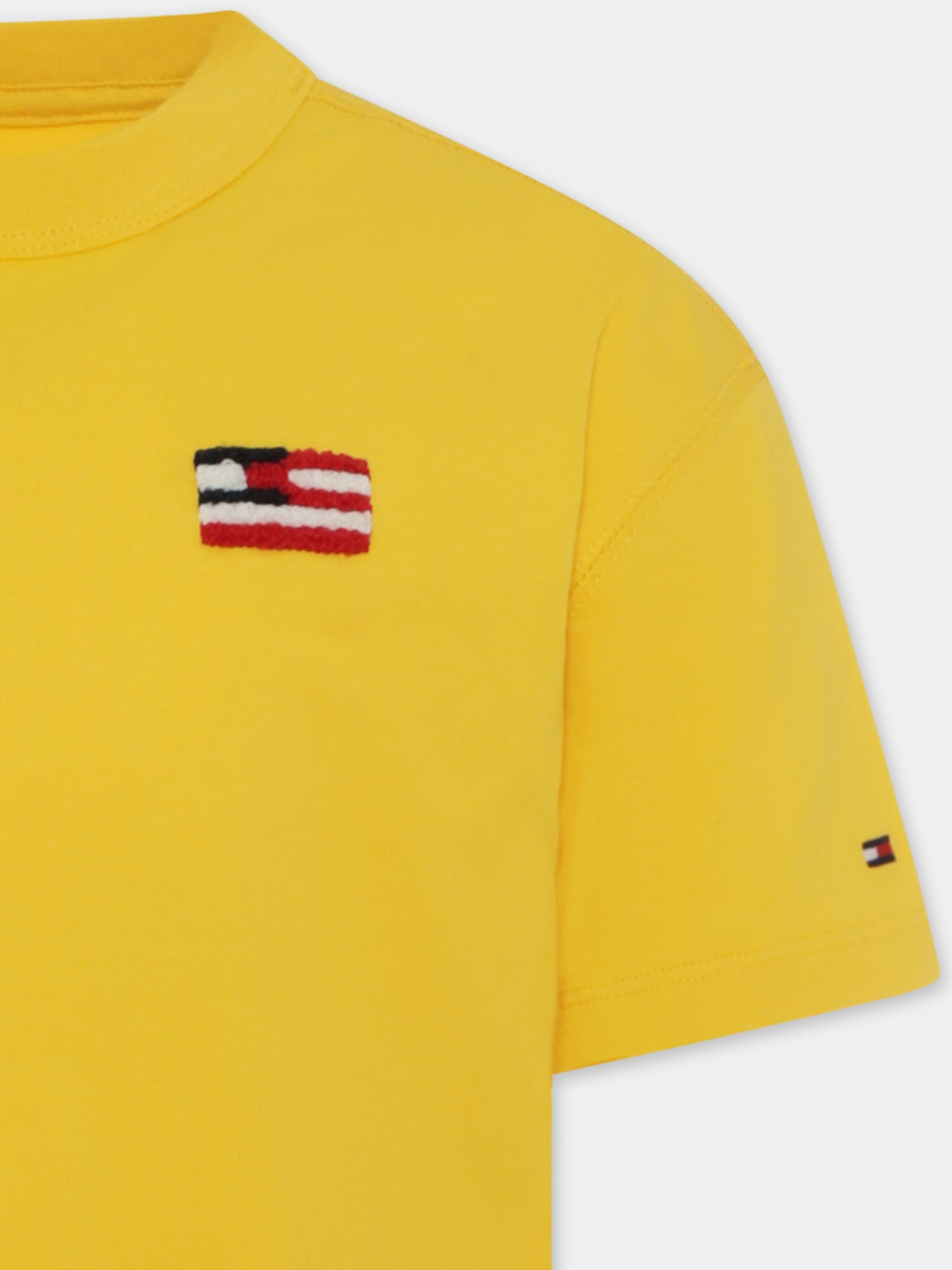 T-shirt gialla per bambino con bandierina,Tommy Hilfiger Junior,25S THKB0KB09531J KB0KB09531 ZGQ