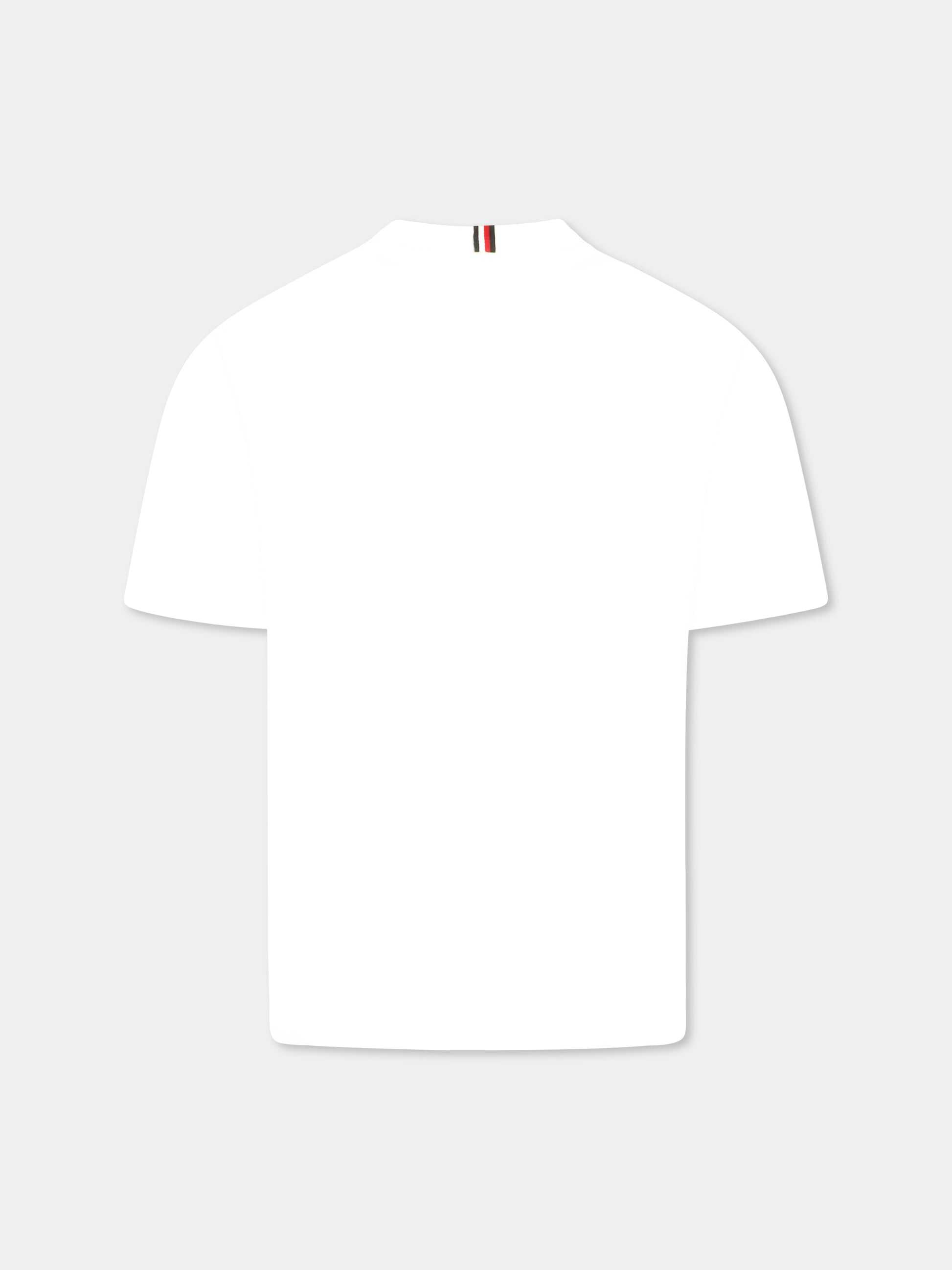 T-shirt bianca per bambini con bandierina,Tommy Hilfiger Junior,24F THKB0KB09601J KB0KB09601 YBR