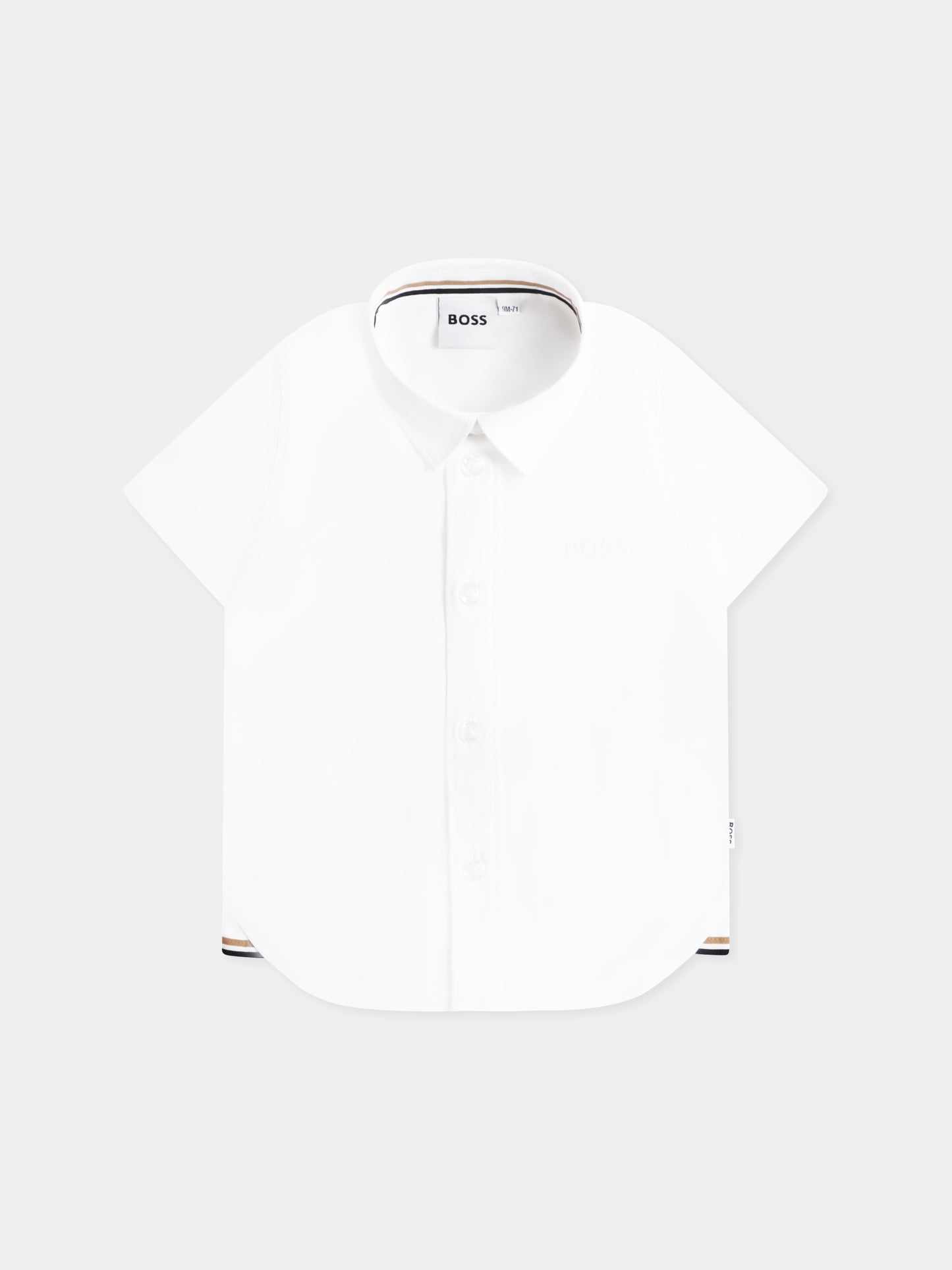 Camicia bianca per neonato con logo,Boss,J50587 10P