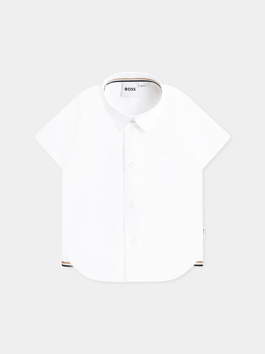 Camicia bianca per neonato con logo,Boss,J50587 10P
