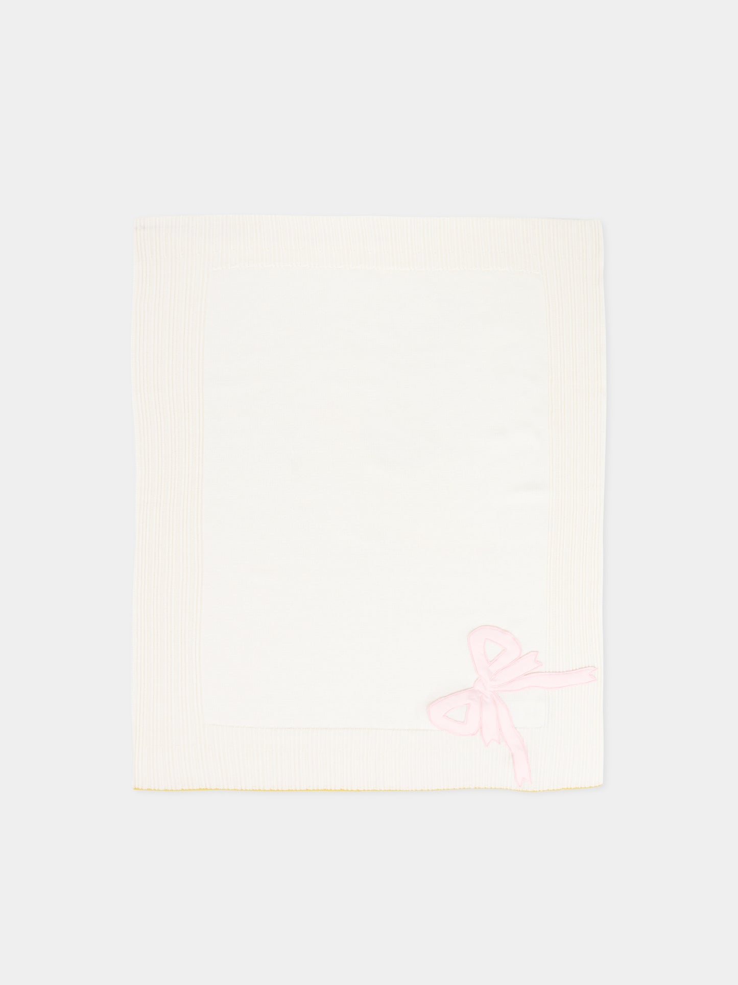 Coperta avorio per neonata con fiocco,Gensami,COP-FIOCCOT-WE