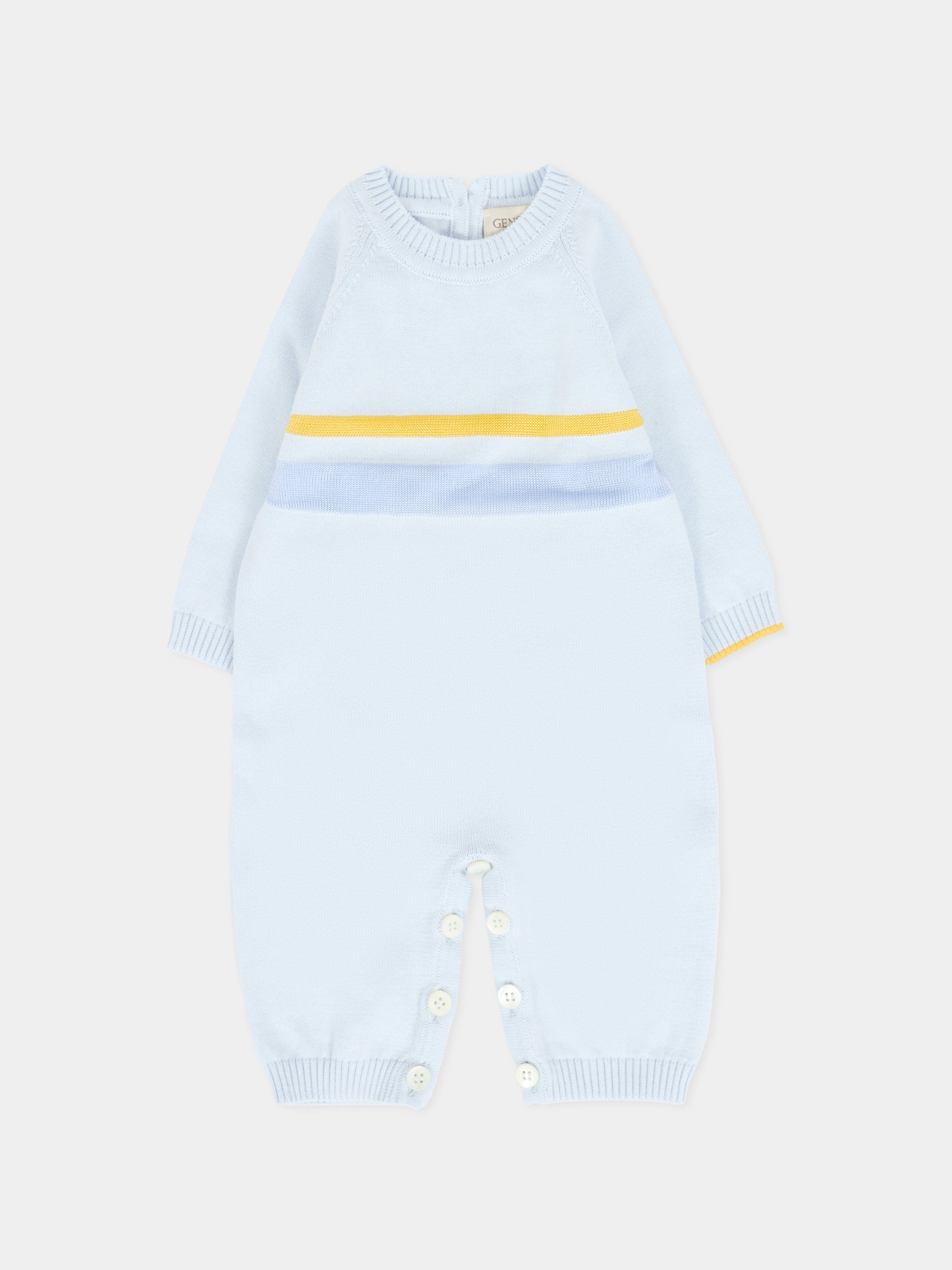 Tutina celeste per neonato con linea gialla,Gensami,TU-STR-CO SKY BLUE