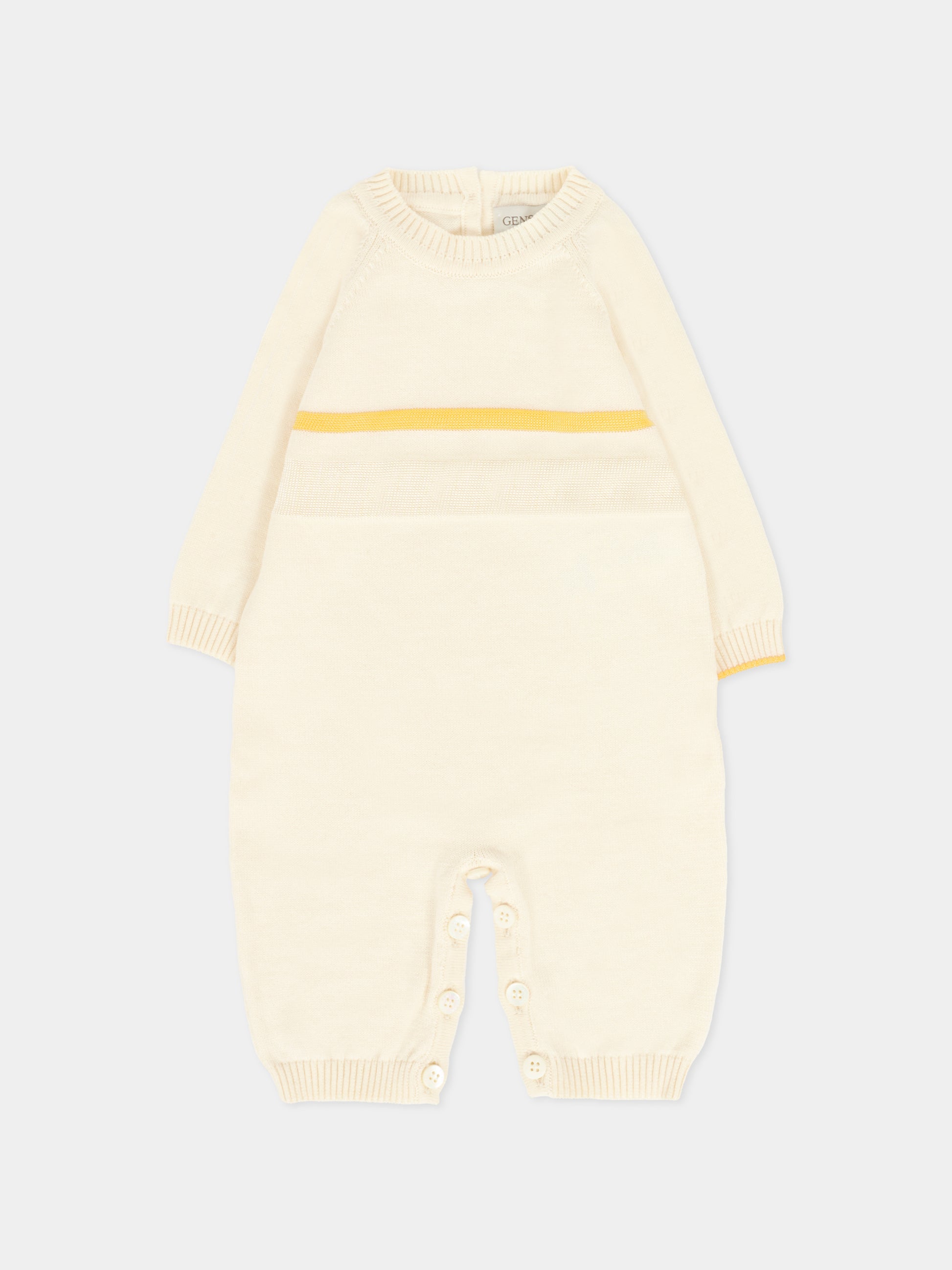 Tutina avorio per neonati con linea gialla,Gensami,TU-STR-CO IVORY