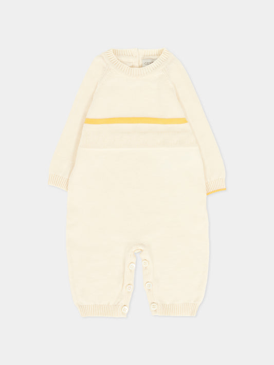 Tutina avorio per neonati con linea gialla,Gensami,TU-STR-CO IVORY