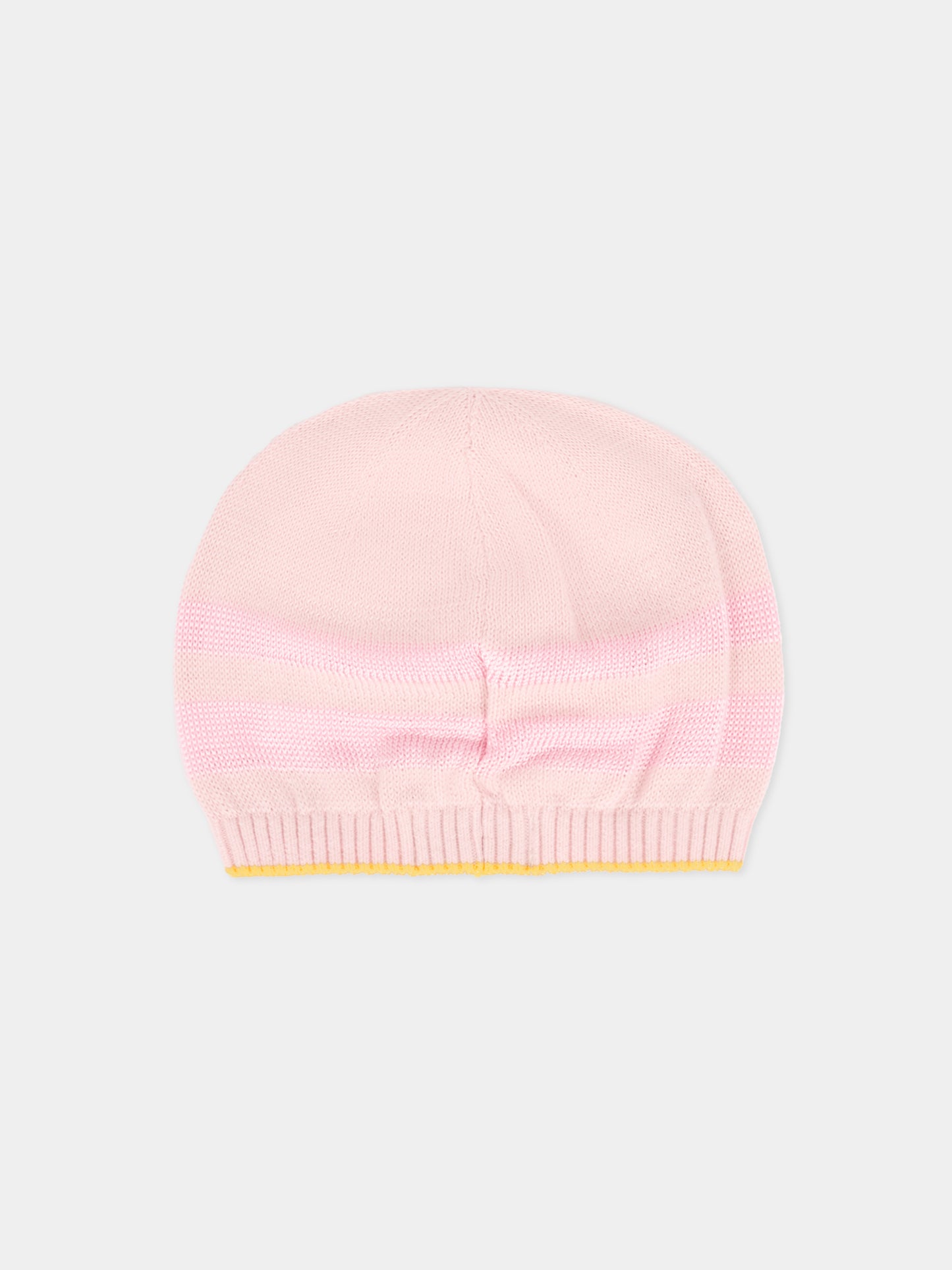 Berretto rosa per neonata con filo giallo,Gensami,CAP-STR-CO BABY PINK