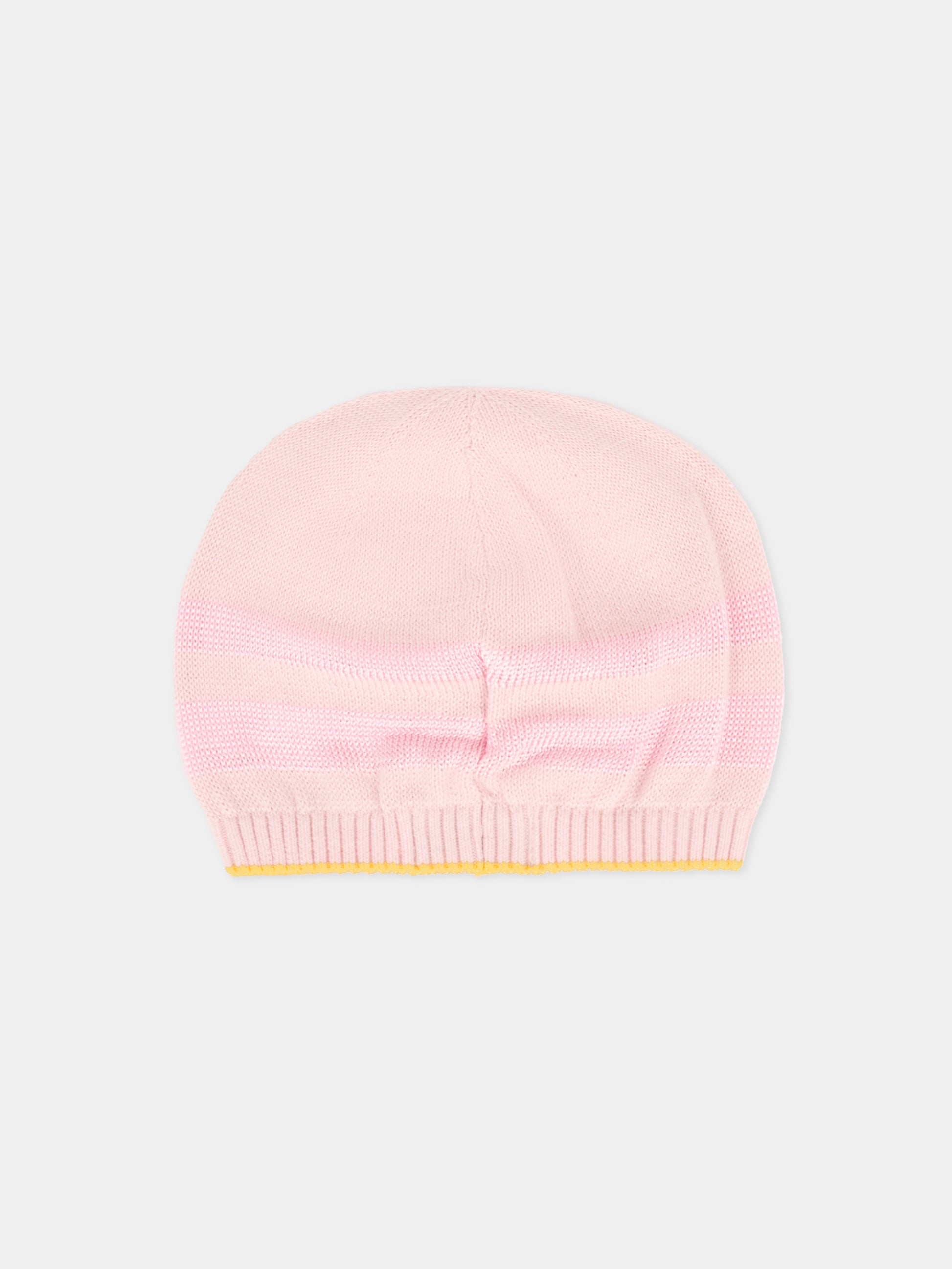 Berretto rosa per neonata con filo giallo,Gensami,CAP-STR-CO BABY PINK