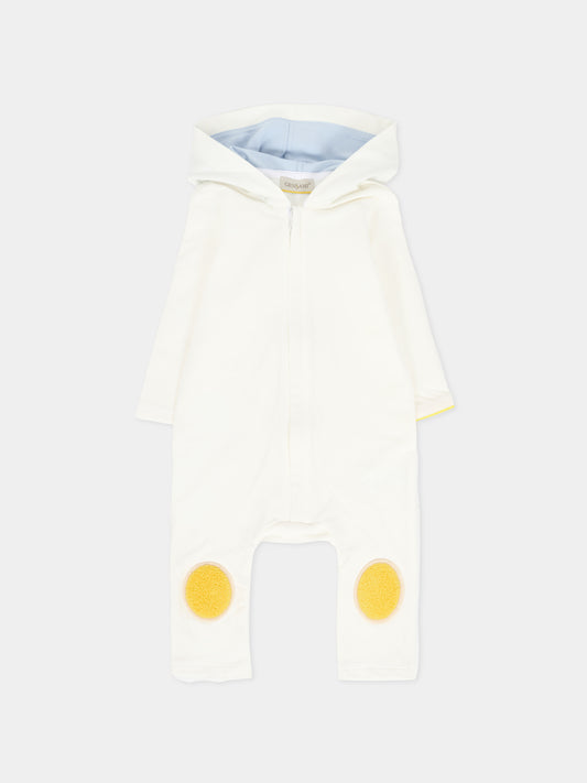 Tutina avorio per neonata con alpachino,Gensami,HOODIE-ALP-J OFF WHITE/PINK EARS