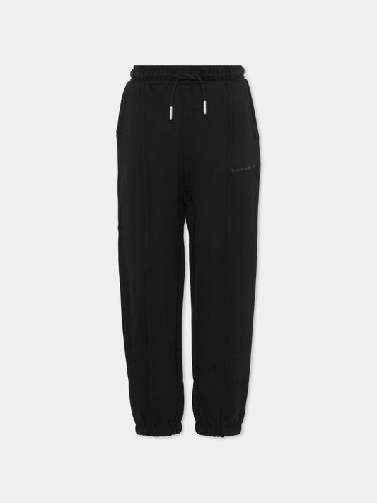 Pantaloni neri per bambino con logo,Calvin Klein Kids,IB0IB02605 BEH