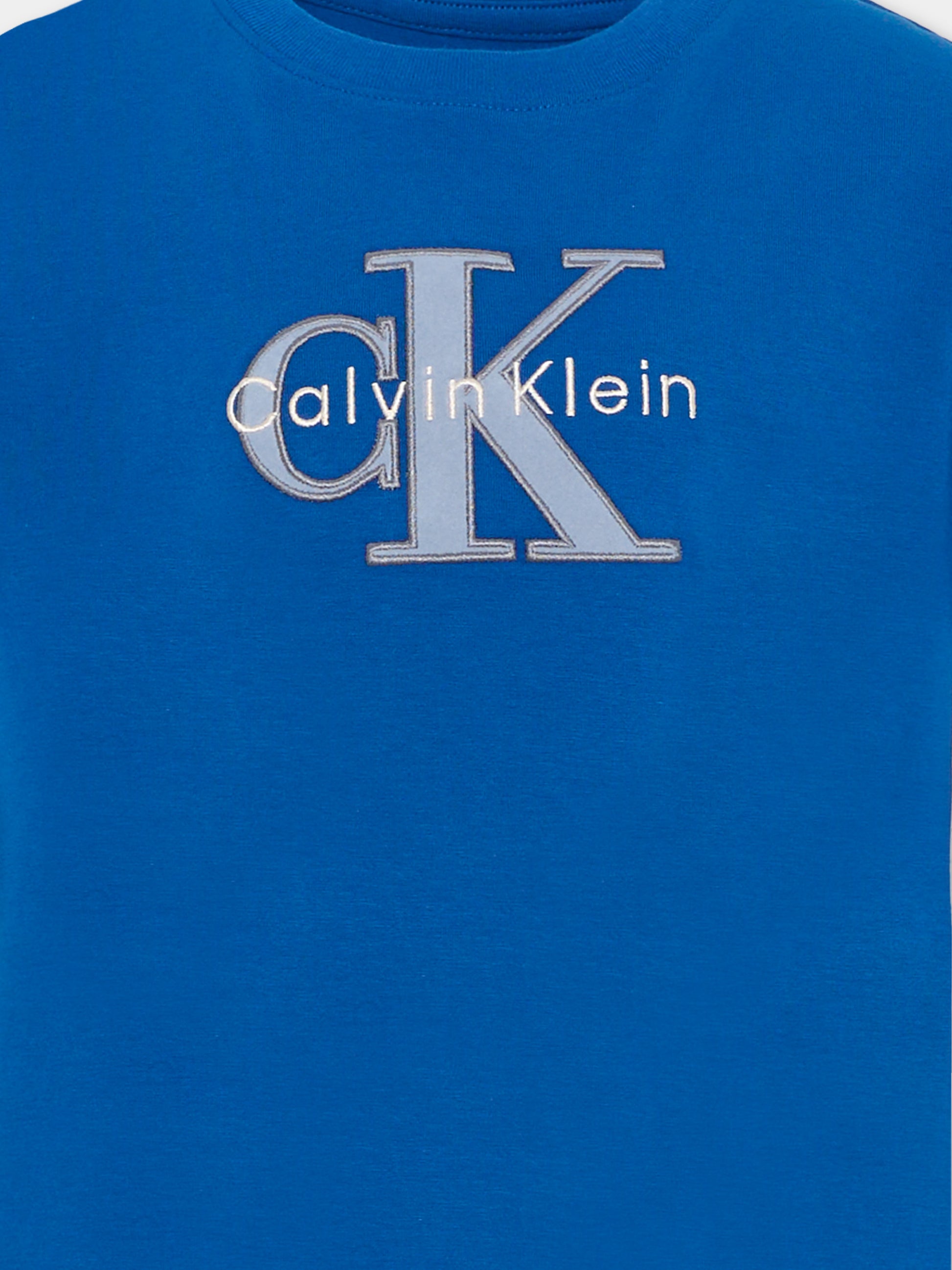 T-shirt blu per bambini con logo,Calvin Klein Kids,IB0IB02635 C61