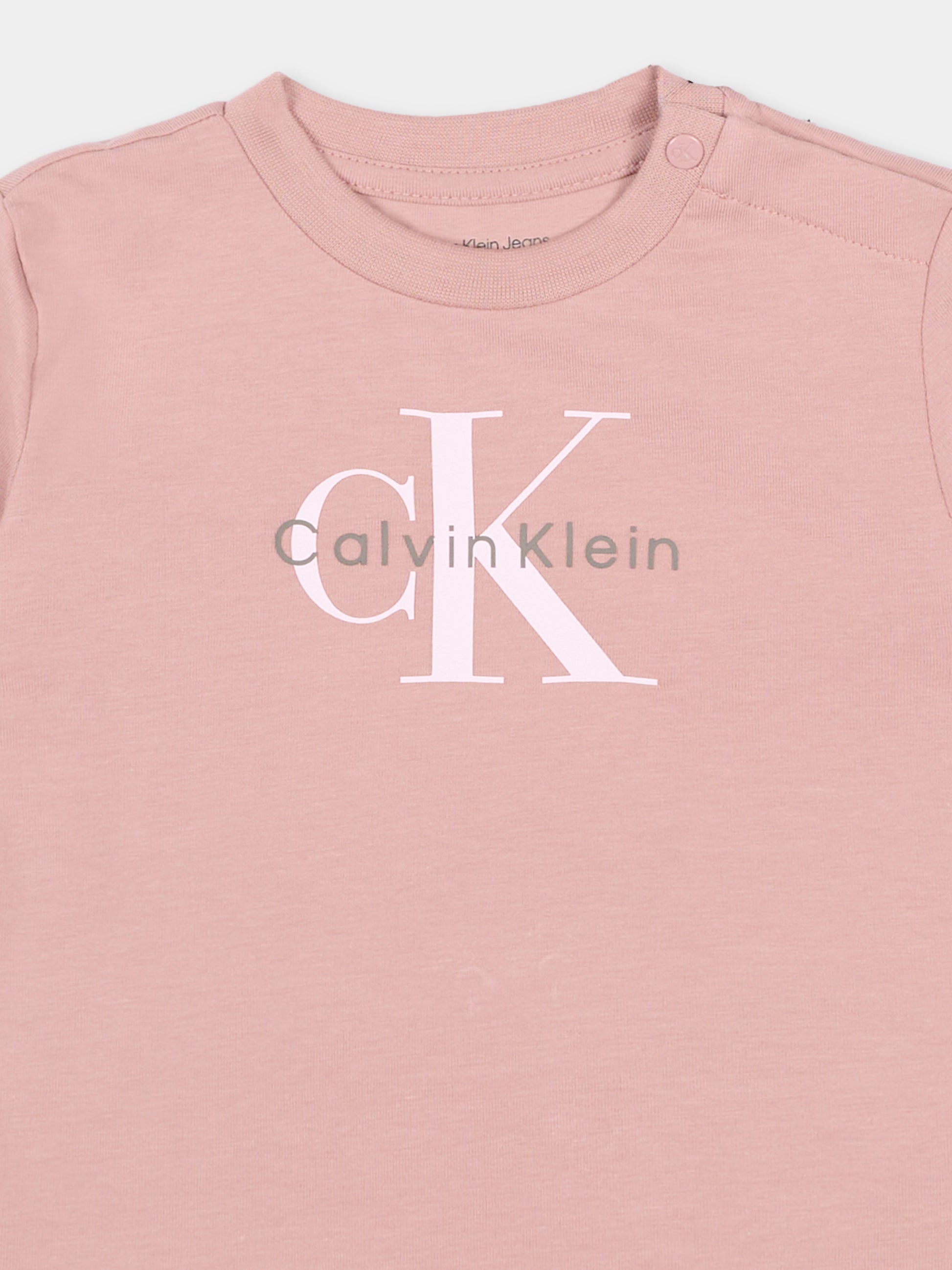 T-Shirt rosa per neonata con logo,Calvin Klein Kids,IN0IN00334 TP9