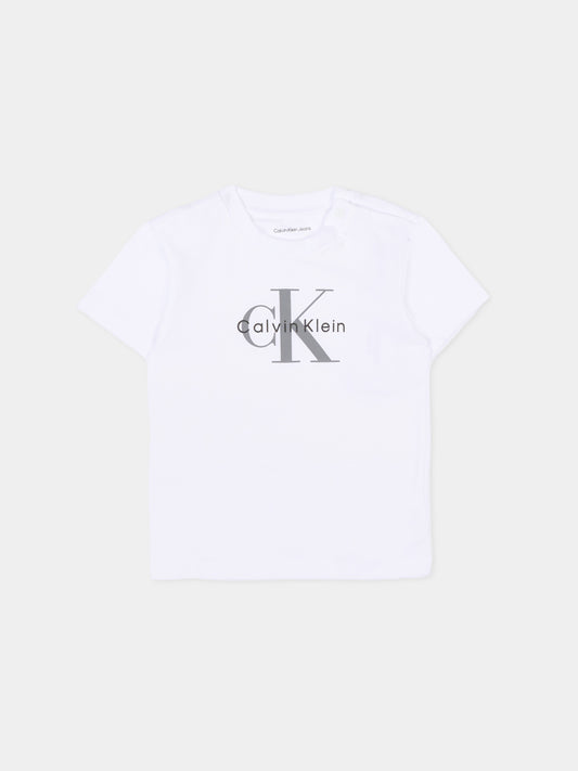 T-Shirt bianca per neonati con logo,Calvin Klein Kids,IN0IN00334 YAF