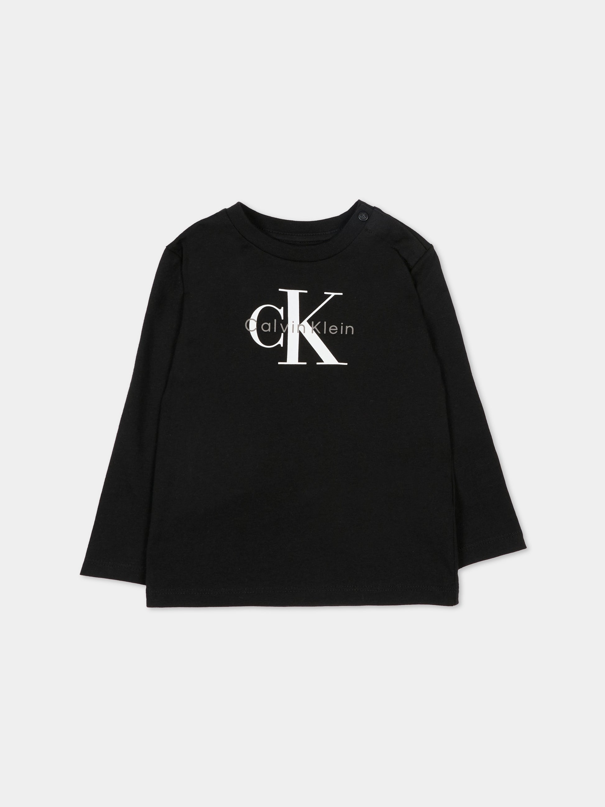 T-Shirt nero per neonati con logo,Calvin Klein Kids,IN0IN00335 BEH