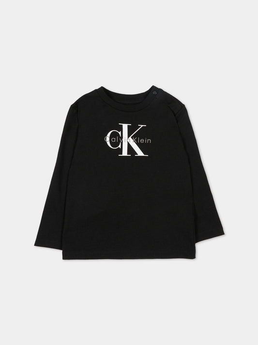 T-Shirt nero per neonati con logo,Calvin Klein Kids,IN0IN00335 BEH