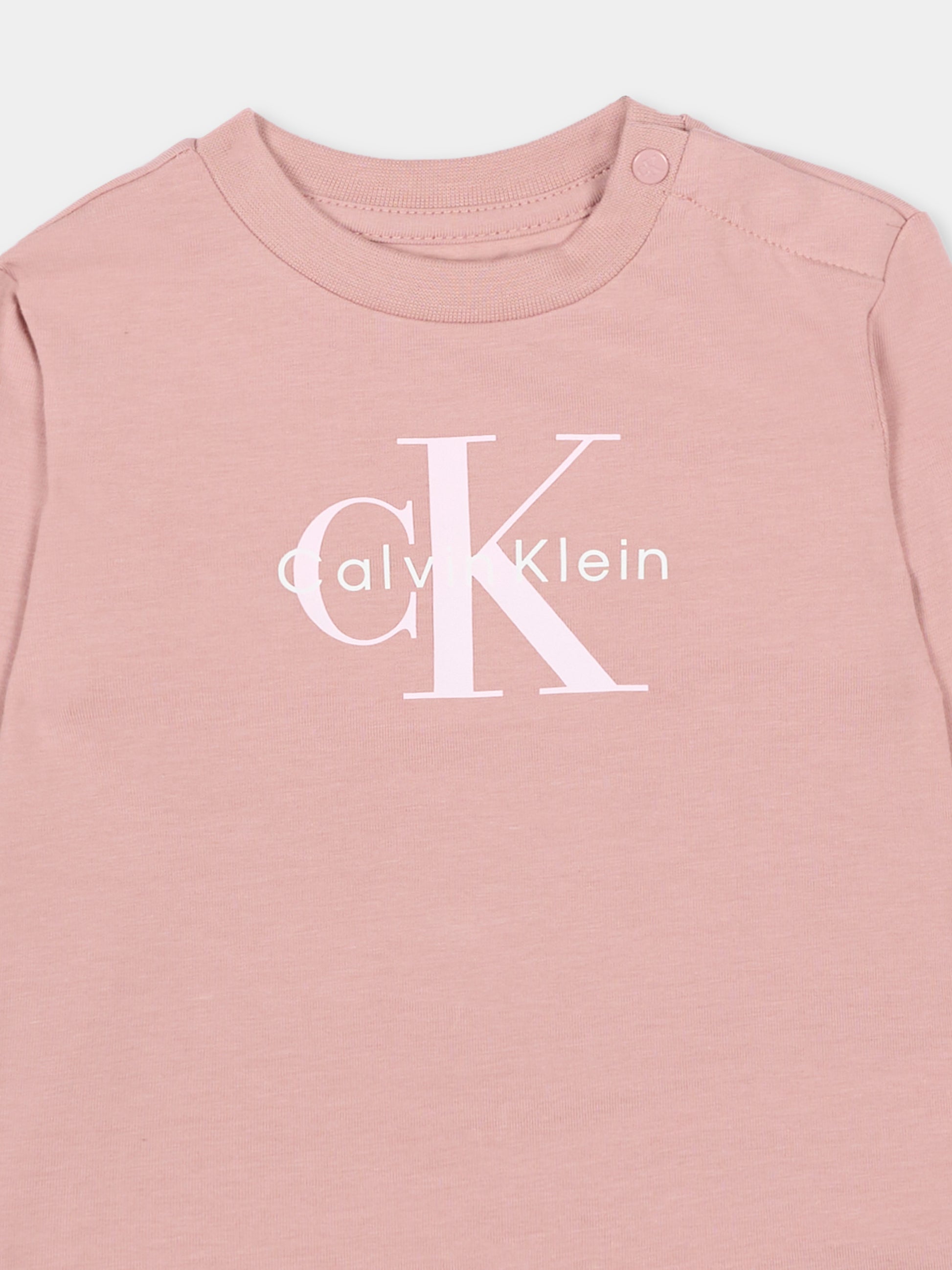 T-Shirt rosa per neonata con logo,Calvin Klein Kids,IN0IN00335 TP9