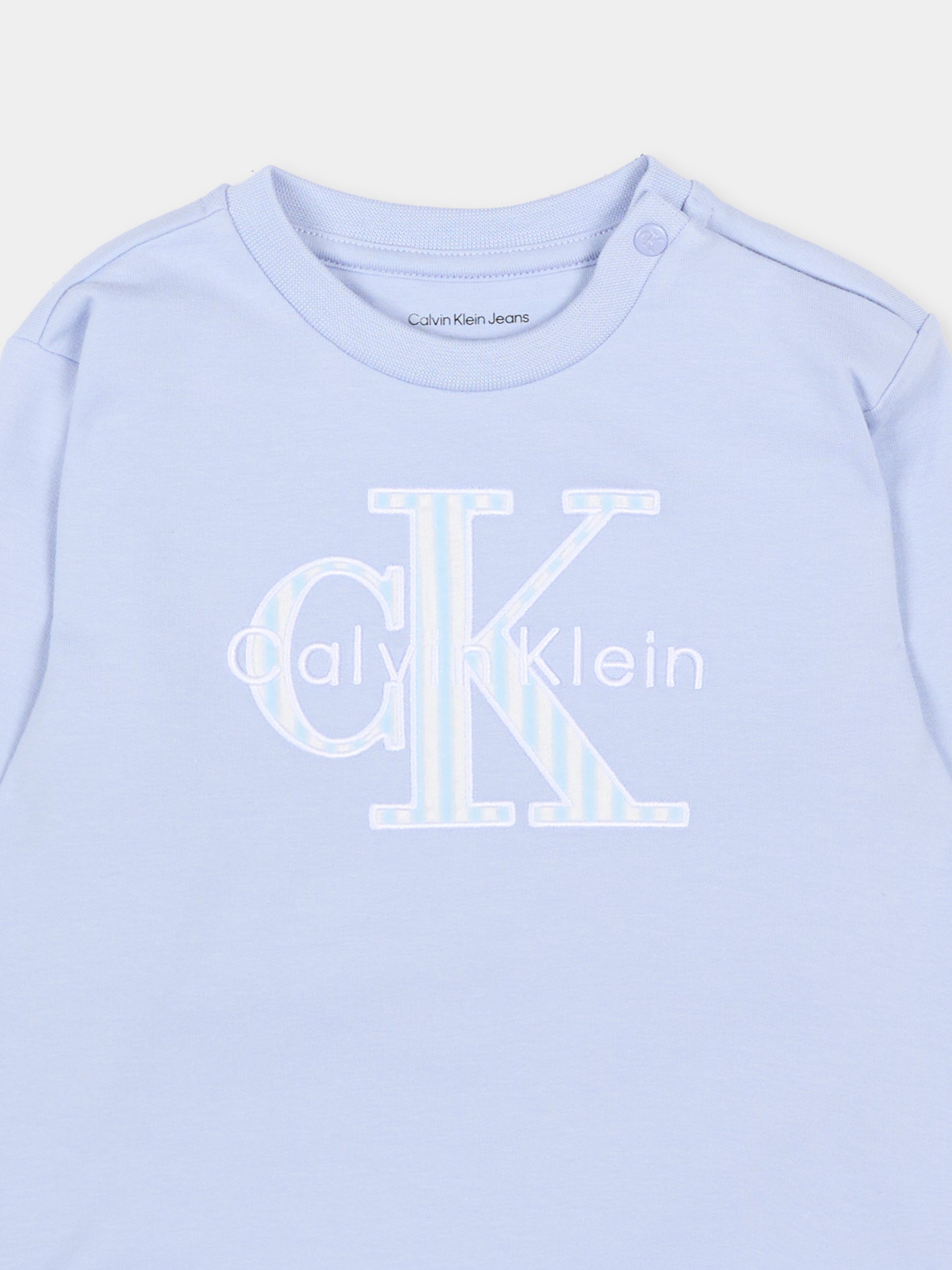 Felpa celeste per neonato con logo,Calvin Klein Kids,IN0IN00346 C5O
