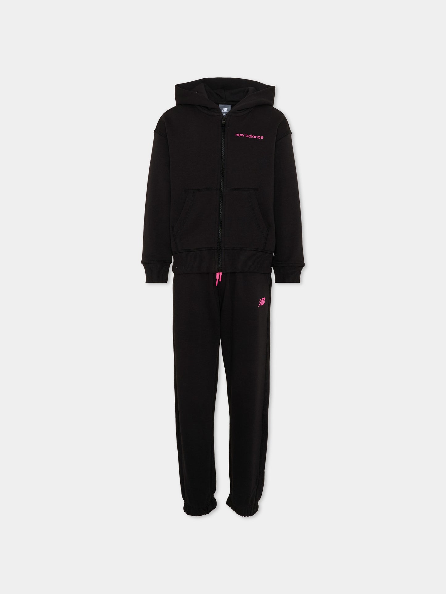 Completo sportivo nero per bambina con logo,New Balance,YS61U95L BK