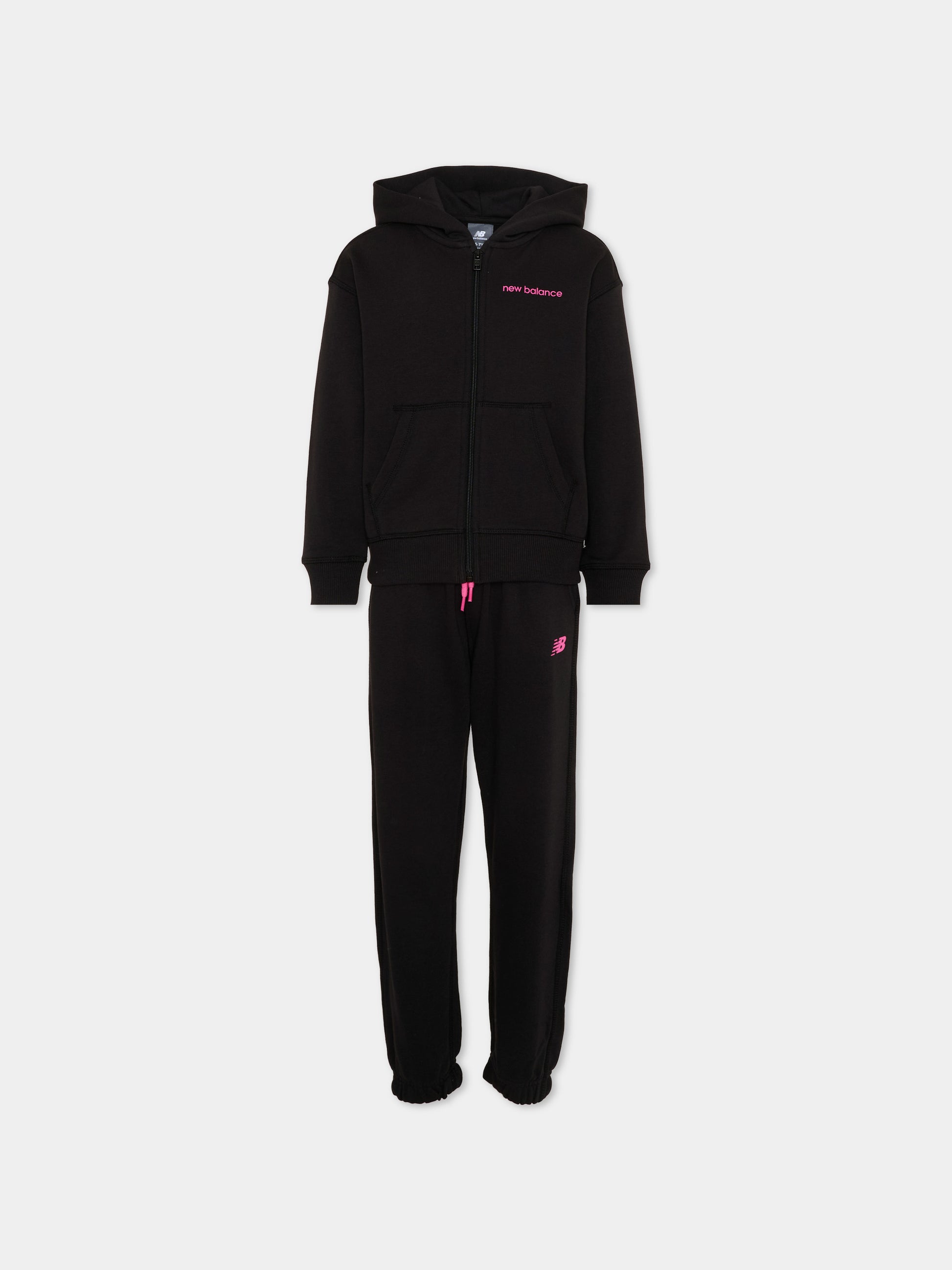 Completo sportivo nero per bambina con logo,New Balance,YS61U95L BK