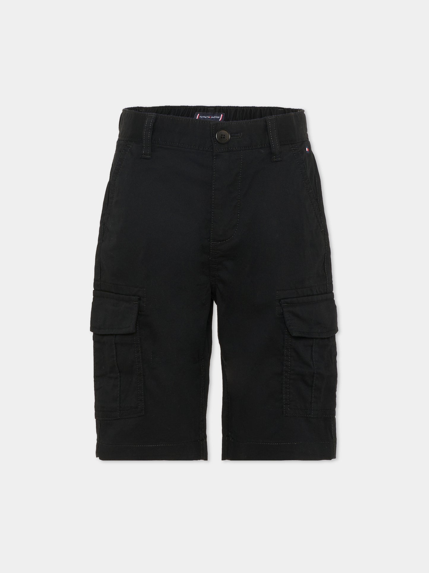 Shorts nero per bambino con bandierina,Tommy Hilfiger Junior,KB0KB10024 BDS