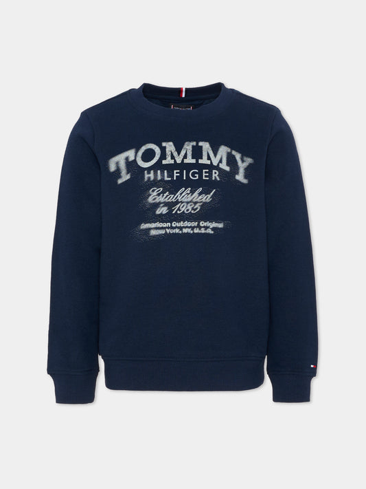 Felpa blu per bambino con logo,Tommy Hilfiger Junior,KB0KB10337 C1G