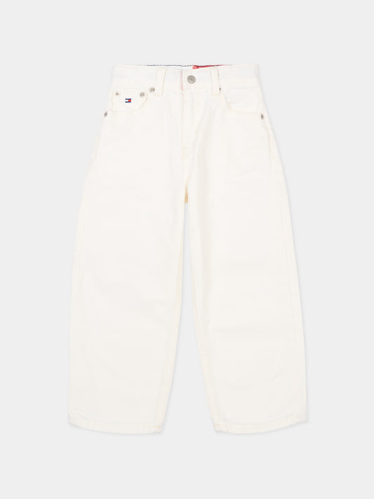 Jeans bianco per bambino con bandiera,Tommy Hilfiger Junior,KB0KB10342 1CD