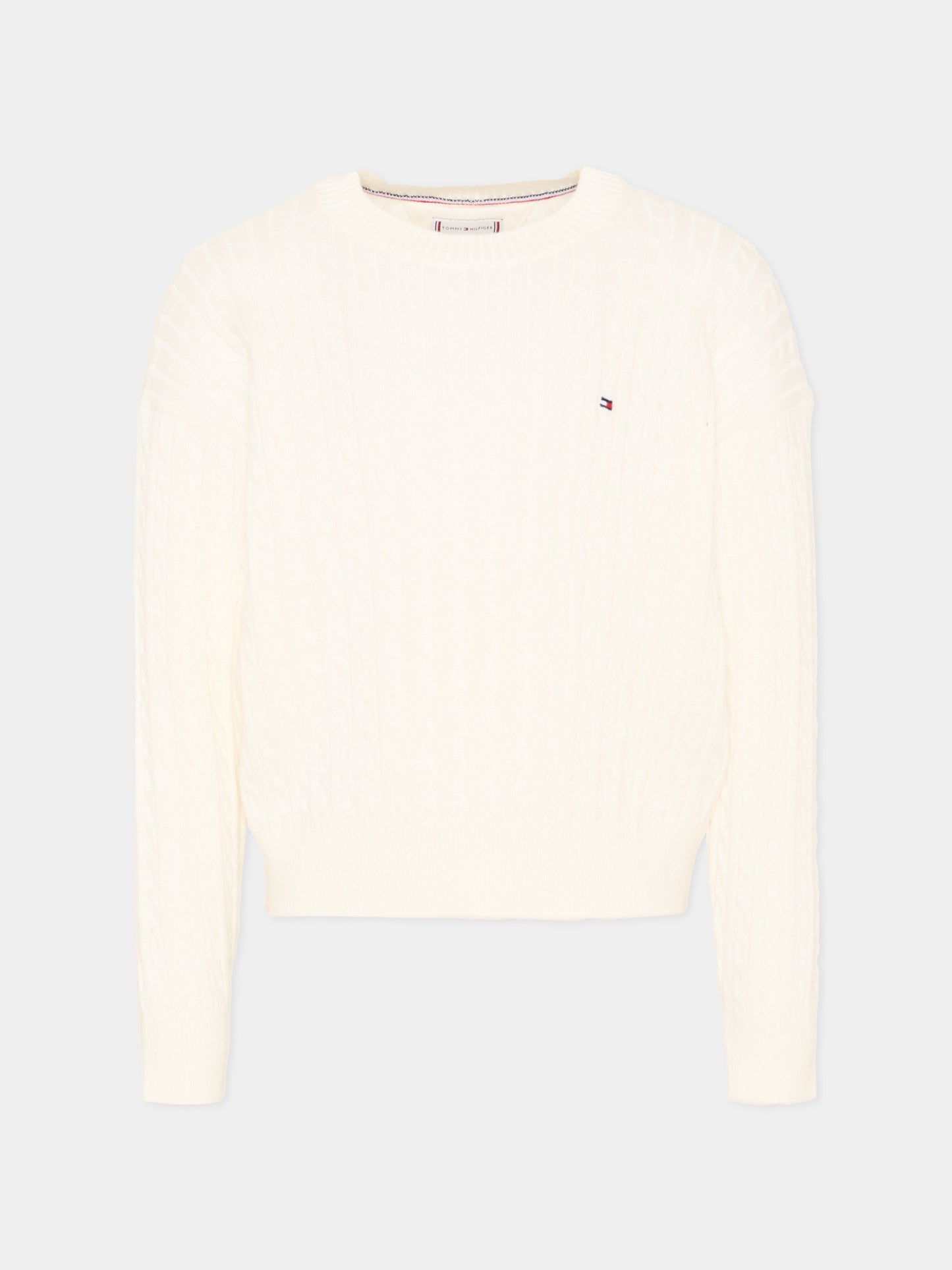 Maglione avorio per bambina con Tommy flag,Tommy Hilfiger Junior,KG0KG08848 YA8